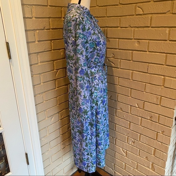 Vintage 60’s Boston Maid Purple Floral Belted Midi Dress Neck Tie Sz Medium M - Picture 6 of 12